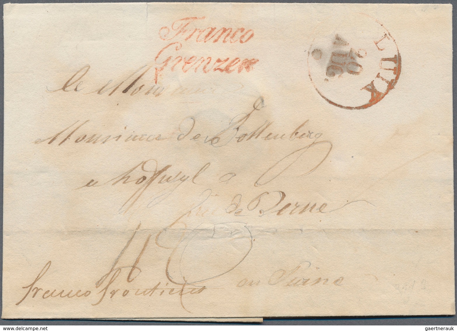 Grenzübergangsstempel: 1814/1867, Partie Mit 13 Belegen, Dabei Interessante Stücke Wie Roter L2 "Fra - Prephilately