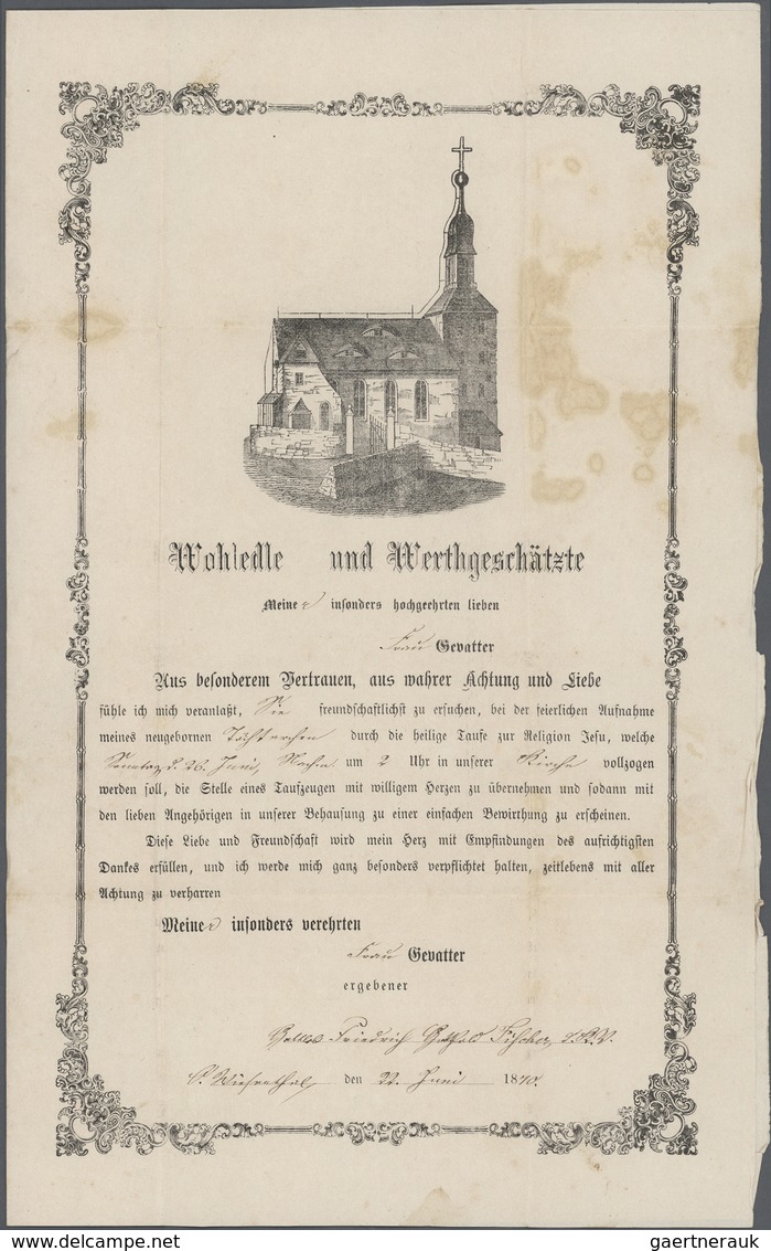 Deutsches Reich: 1785 Ff, Kleine Partie Belege Und Dokumente Aus Nachlass, Beginnend Mit 2 TAUF-Brie - Sammlungen