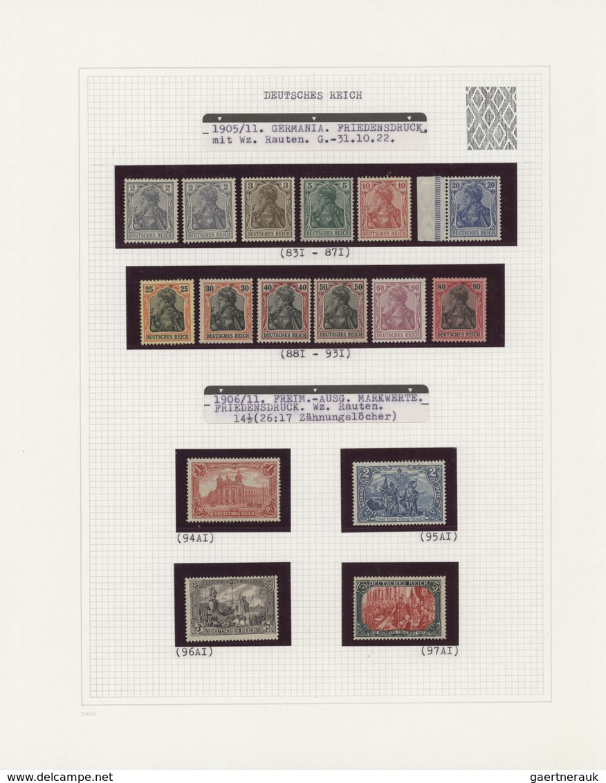 Deutsches Reich: 1872/1917, Hochwertige, Ungebrauchte Und Postfrische Sammlung Ab Mi.-Nr. 1 (Befund - Sammlungen