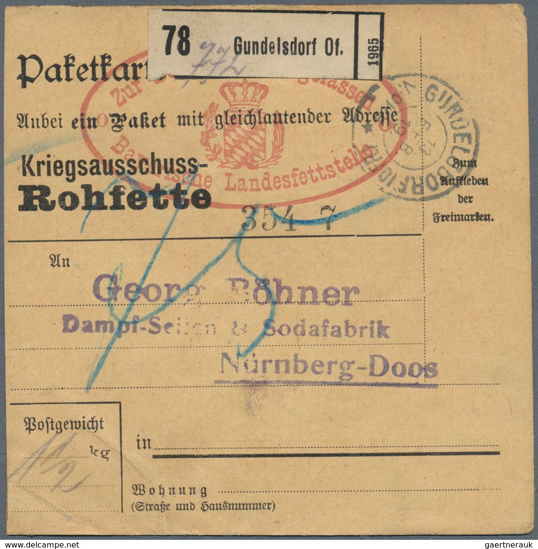 Deutsches Reich: 1916/1922, Interessanter Posten Von über 100 Paketkartenstammteilen, Dabei Feldpost - Collections