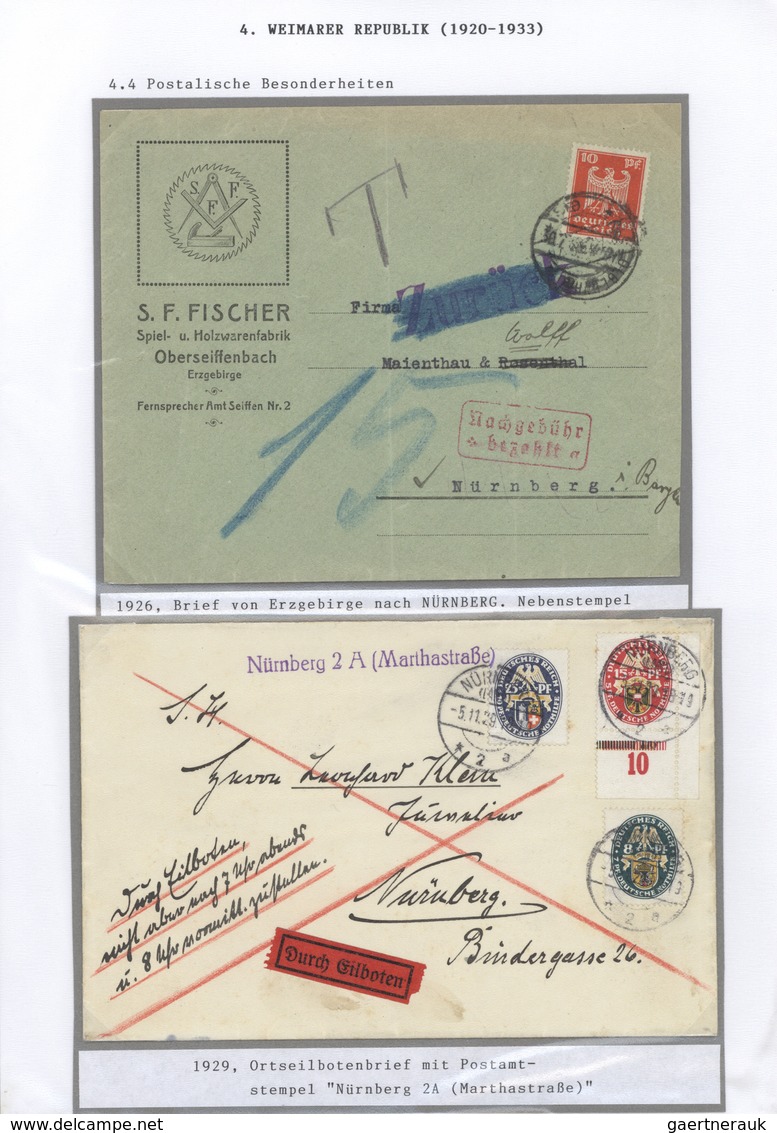 Deutsches Reich: 1920/1948 Ca., Marken Und Poststempel Am Beispiel Einer Heimatsammlung Nürnberg, Ab - Collections