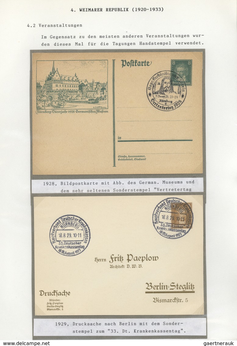 Deutsches Reich: 1920/1948 ca., Marken und Poststempel am Beispiel einer Heimatsammlung Nürnberg, ab