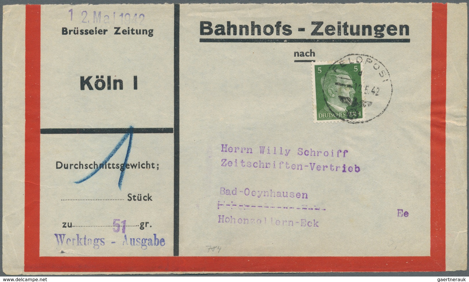 Deutsches Reich: 1923/1944, 9 Ausschließlich Bessere Belege, Dabei Zweimal Bahnhofszeitungen, Zeppel - Collections