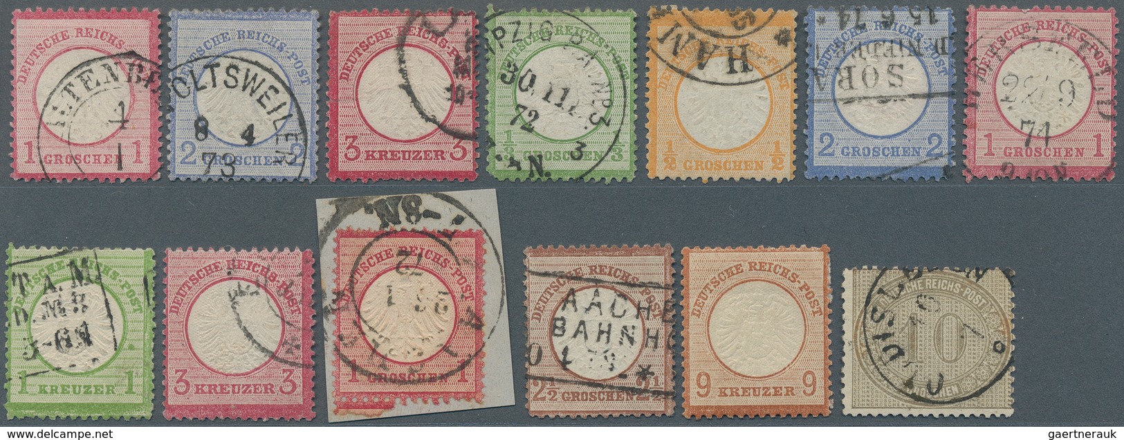 Deutsches Reich - Brustschild: 1872/1874, Lot Von 13 Marken, Dabei MiNr. 21 B Mit Fotobefund Brugger - Collections