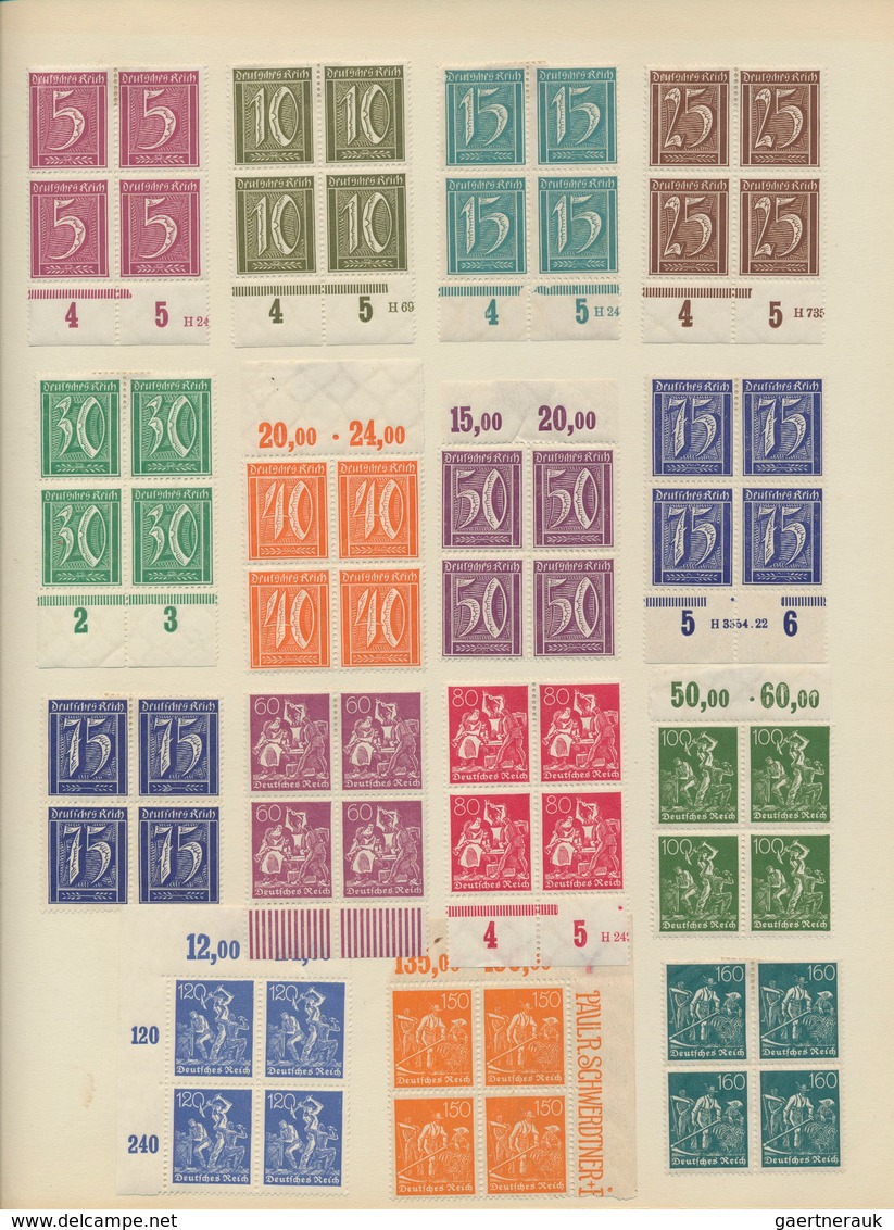 Deutsches Reich - Inflation: 1919/1923, Postfrische/ungebrauchte Sammlung Von über 100 VIERERBLOCKS - Sammlungen