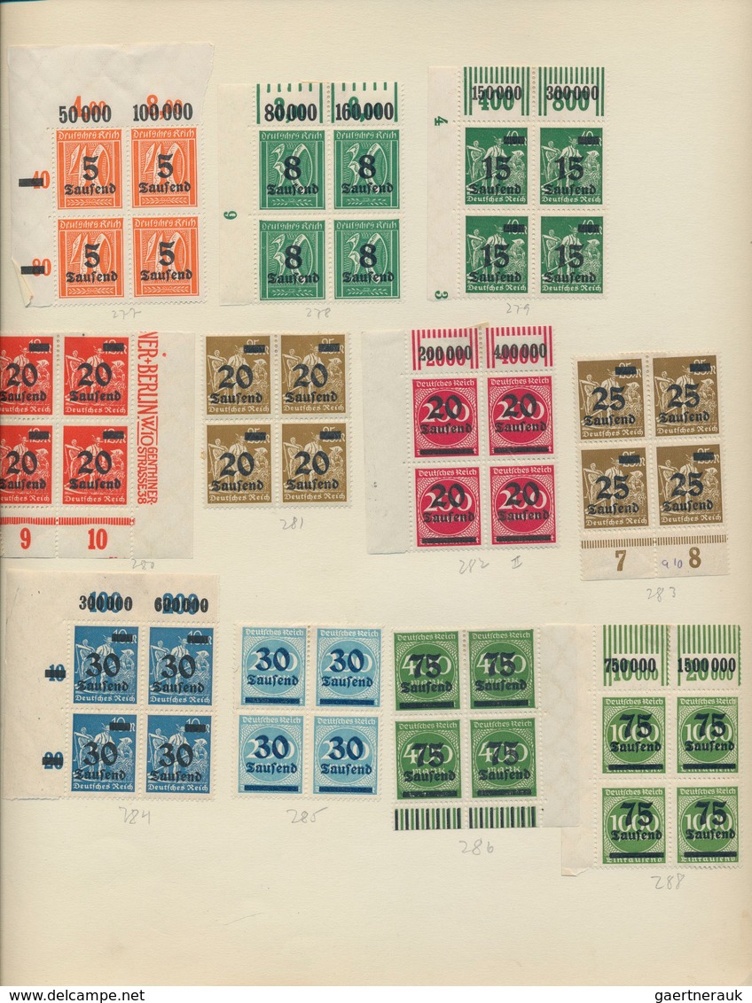 Deutsches Reich - Inflation: 1919/1923, postfrische/ungebrauchte Sammlung von über 100 VIERERBLOCKS