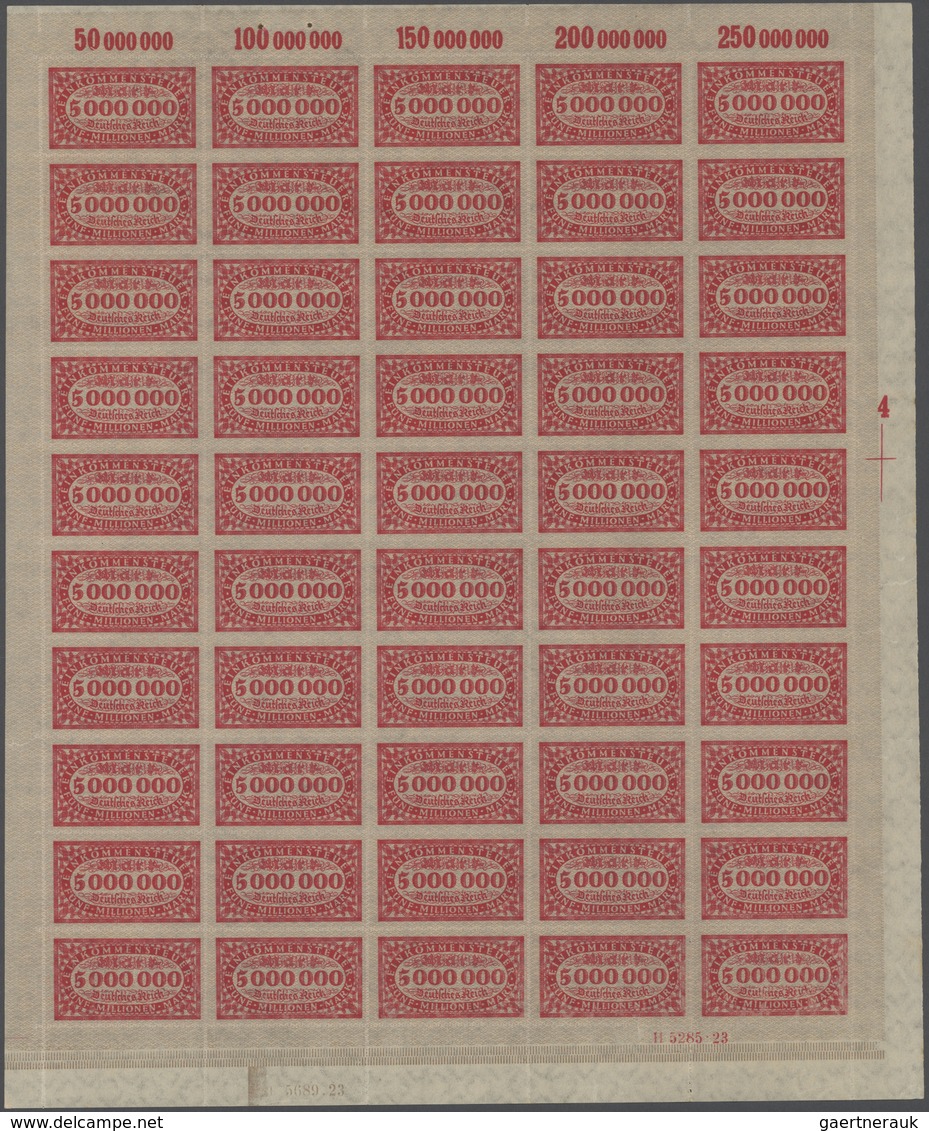 Deutsches Reich - Inflation: 1922/1923, Einkommensteuermarken In Kompletten Bögen Mit Den Wertstufen - Collections