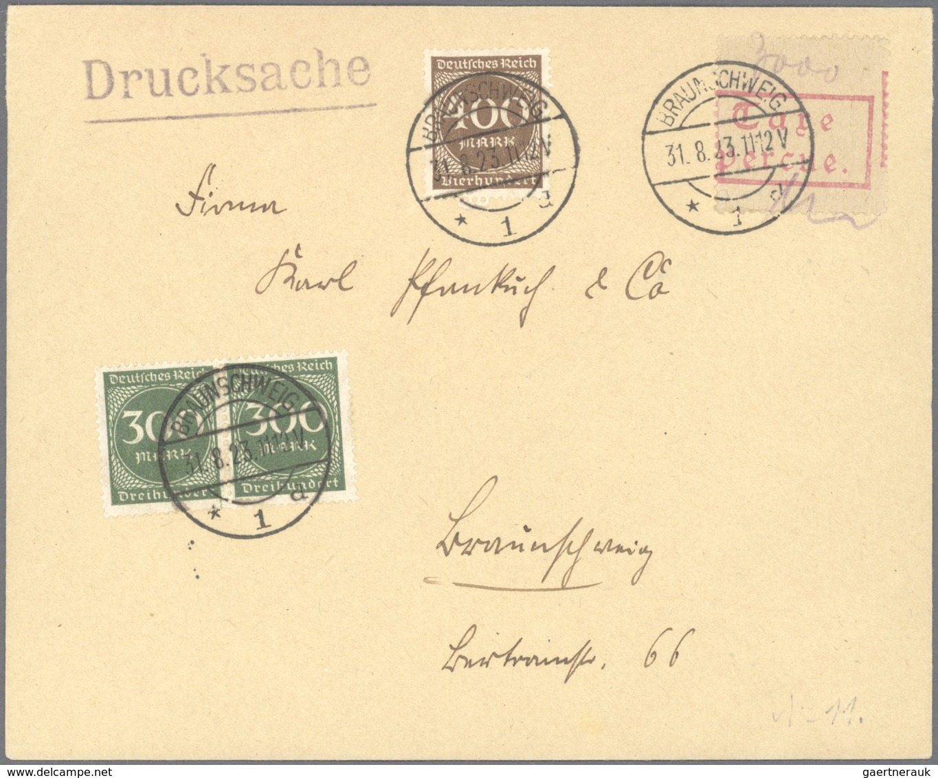 Deutsches Reich - Inflation: 1923, interessante Sammlung "Barfrankaturen" inkl. Postfreistempel und