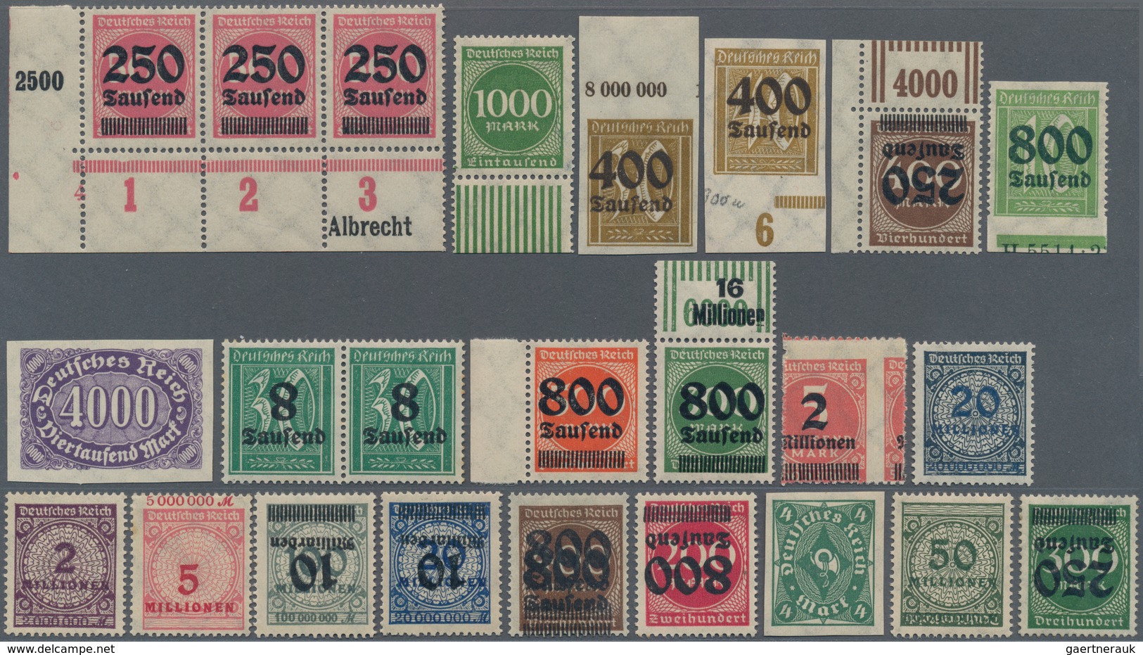 Deutsches Reich - Inflation: 1923, Spezialitätenpartie Mit Ungezähnten Marken, Kopfstehenden Aufdruc - Sammlungen