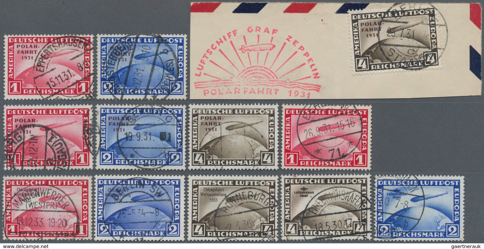 Deutsches Reich - Weimar: 1928/1933, ZEPPELINE, Sauber Gestempelte Partie Von 16 Marken, Dabei Südam - Collections