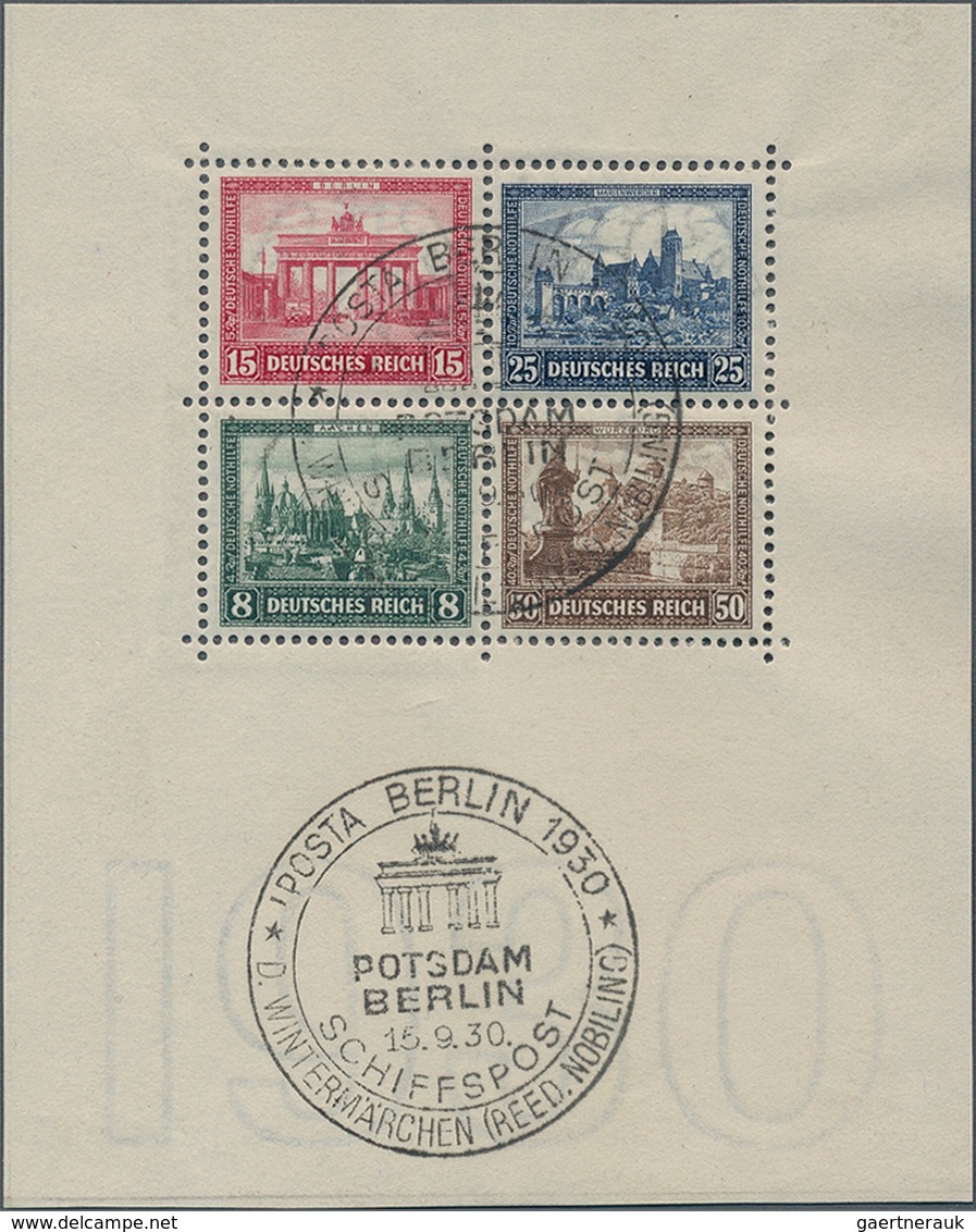 Deutsches Reich - Weimar: 1930, IPOSTA, Gestempelte Partie Mit Zwei Blocks Und Fünf Herzstücken (die - Sammlungen