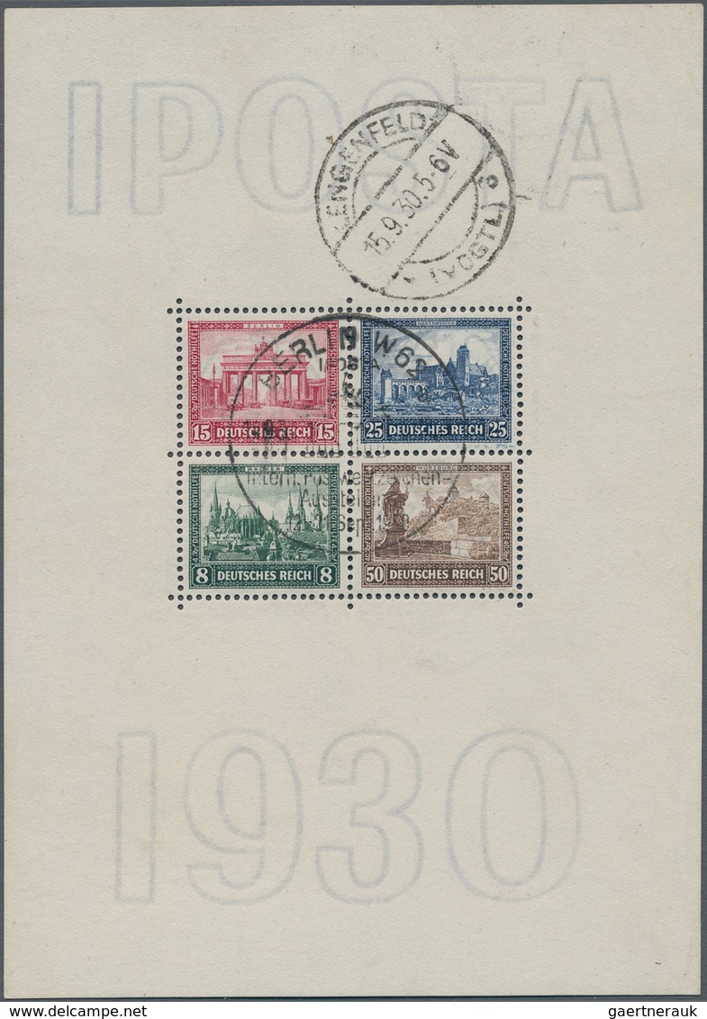 Deutsches Reich - Weimar: 1930, IPOSTA, Gestempelte Partie Mit Zwei Blocks Und Fünf Herzstücken (die - Collections