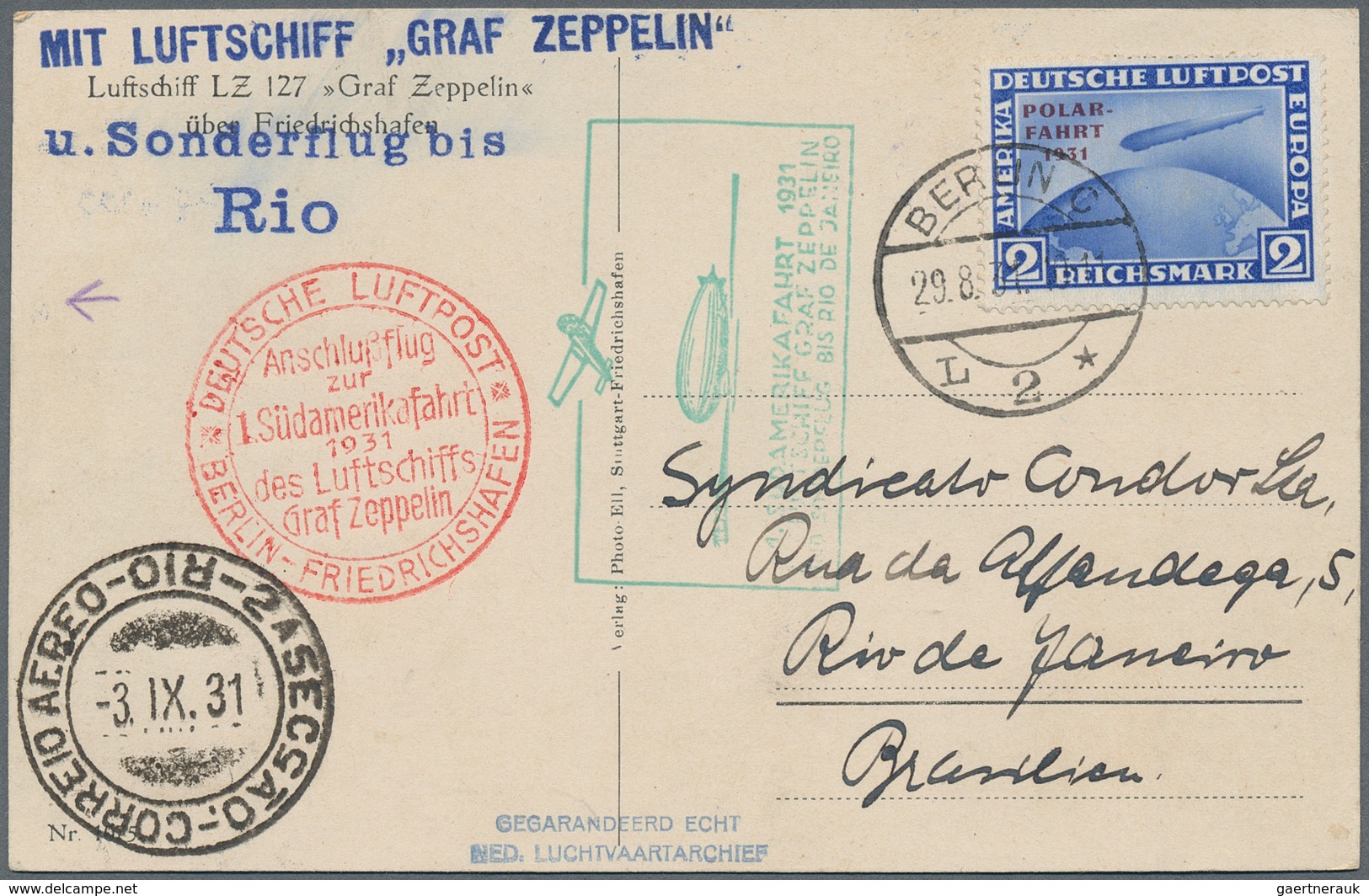 Deutsches Reich - Weimar: 1930-1931, Partie Mit 5 Zeppelin Belegen Mit Marken Der Polar- Und Südamer - Collections