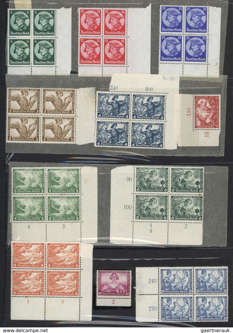 Deutsches Reich - 3. Reich: 1933/1945, Partie Von Meist Einheiten (Viererblöcke) Mit Vielen Besseren - Used Stamps