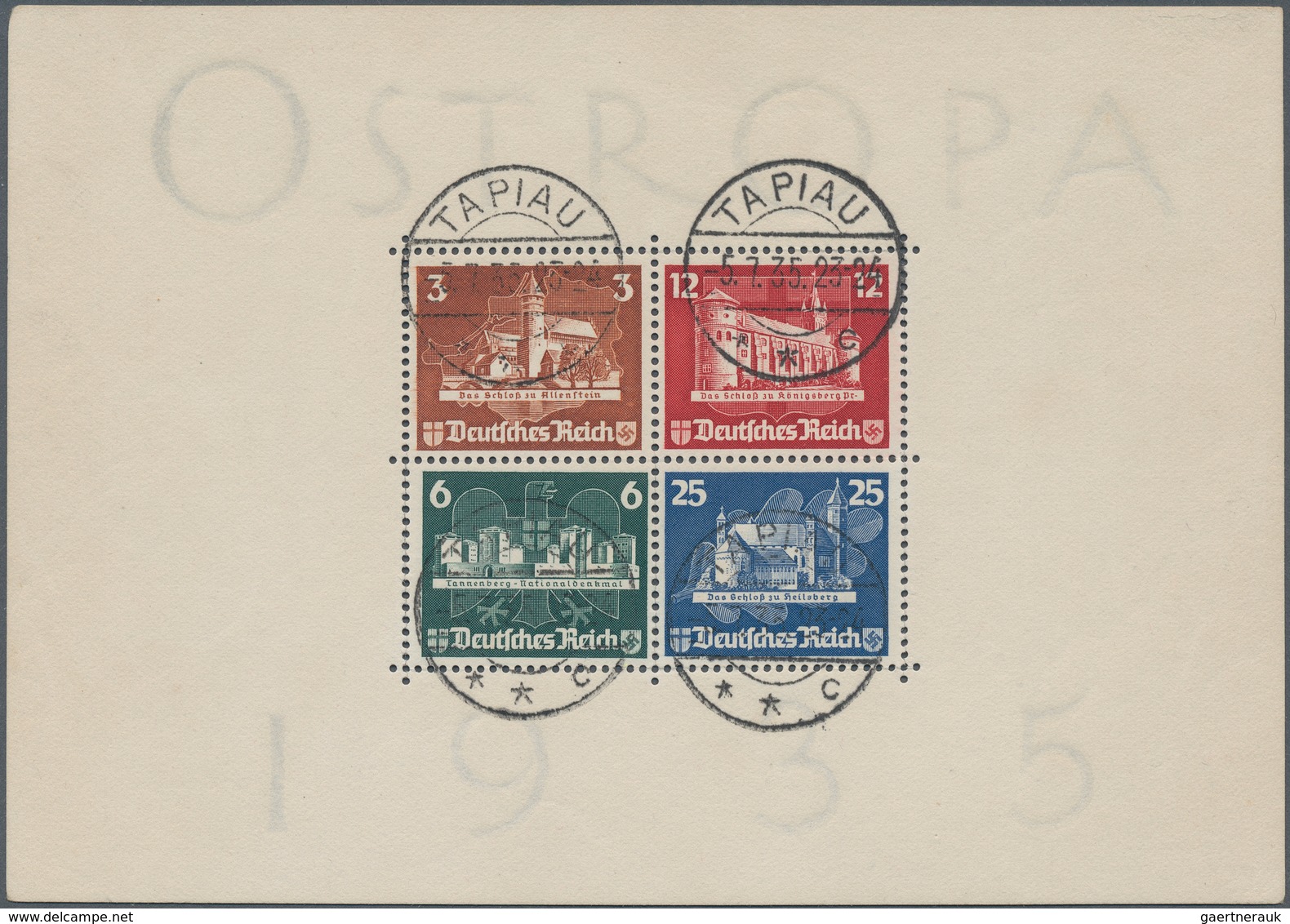 Deutsches Reich - 3. Reich: 1935, OSTROPA, Partie Von Vier Gestempelten Blocks, Davon Drei Mit SST U - Used Stamps