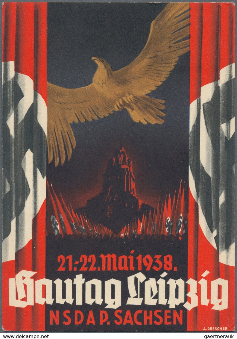 Deutsches Reich - 3. Reich: 1936/1944, Lot Von 21 Karten, Dabei Propaganda- Und Bildkarten, Spottkar - Oblitérés