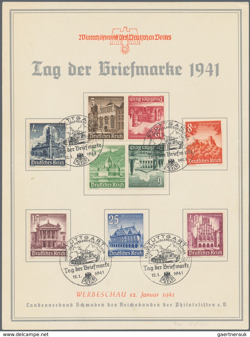 Deutsches Reich - 3. Reich: 1938/43, Partie Von 5 WHW-Gedenkblättern In Meist Guter Erhaltung, Eines - Used Stamps