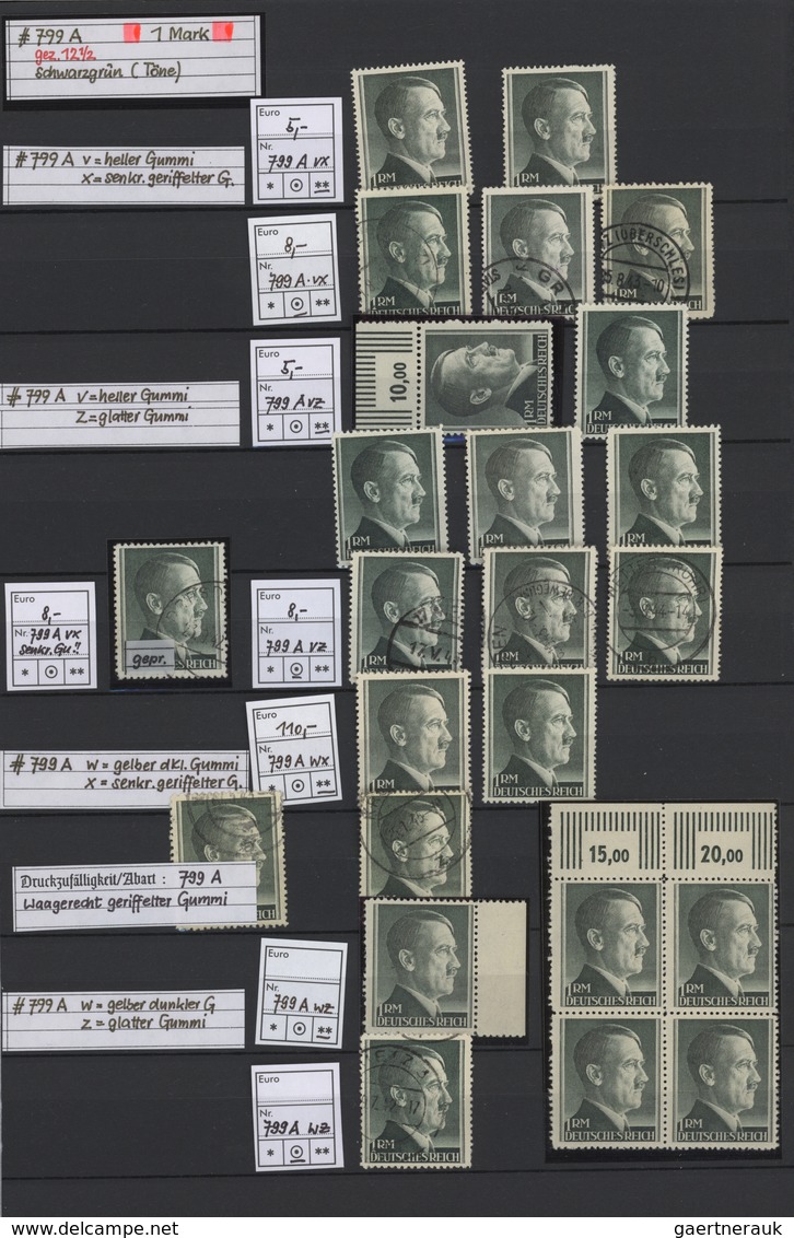 Deutsches Reich - 3. Reich: 1941/1944, Hitler-Dauerserie, Sehr Interessante Studien-Sammlung Von Ca. - Used Stamps