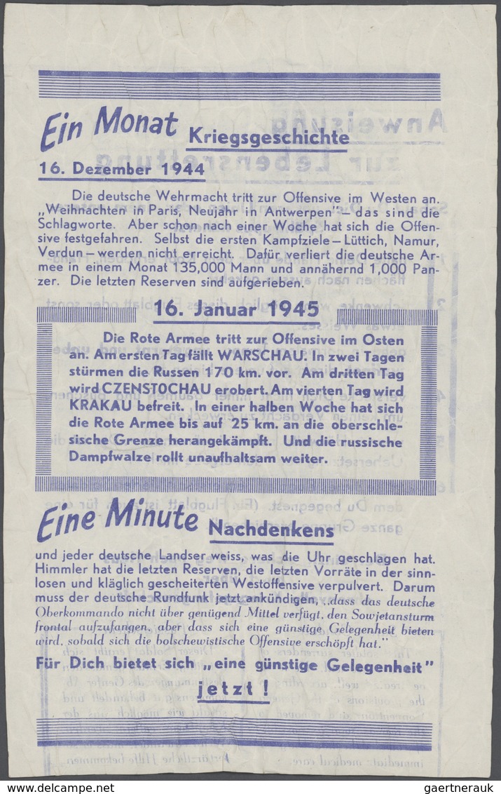 Deutsches Reich - 3. Reich: 1942/1945, ALLIIERTE PROPAGANDA-FLUGBLÄTTER, Vielseitige Sammlung Von Ca - Gebraucht