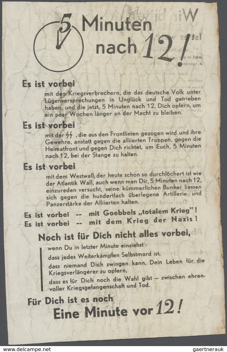 Deutsches Reich - 3. Reich: 1942/1945, ALLIIERTE PROPAGANDA-FLUGBLÄTTER, vielseitige Sammlung von ca