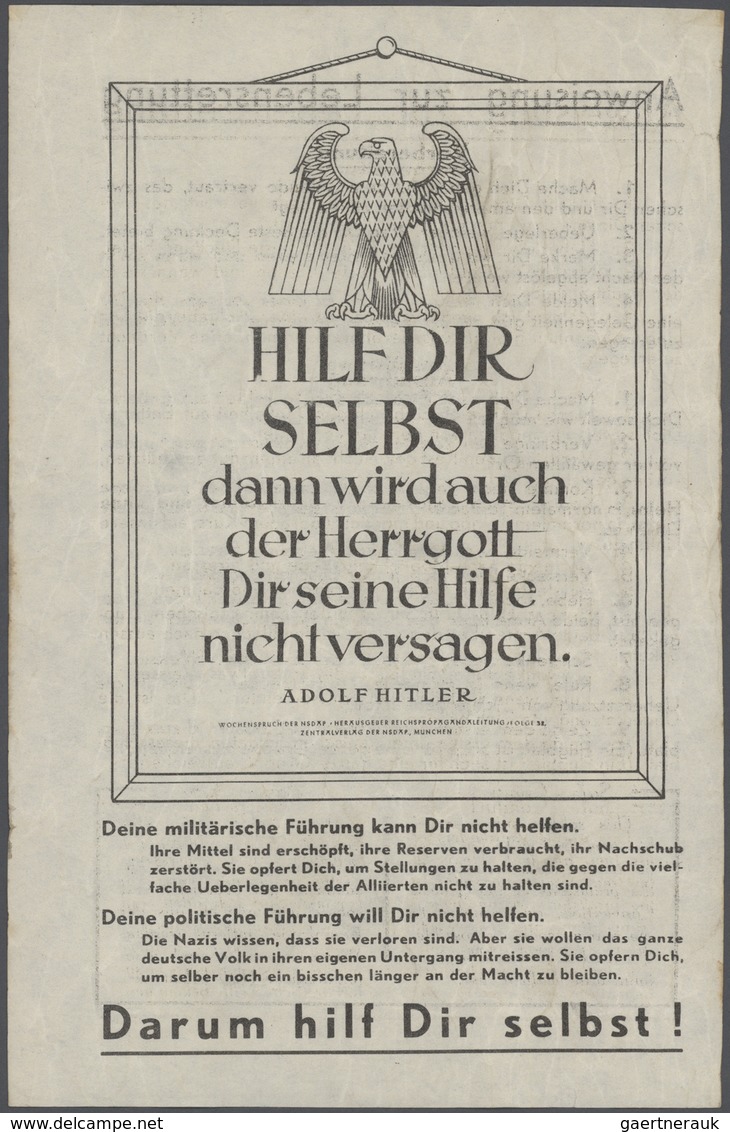 Deutsches Reich - 3. Reich: 1942/1945, ALLIIERTE PROPAGANDA-FLUGBLÄTTER, vielseitige Sammlung von ca