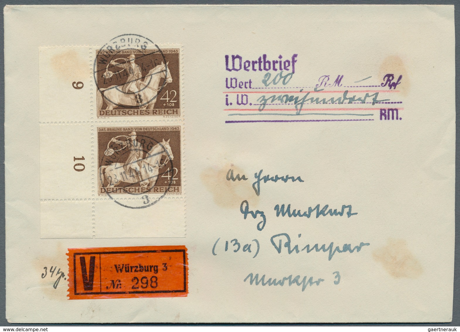 Deutsches Reich - 3. Reich: 1944, Partie Von Neun Wertbriefen Mit Exakt Portogerechten Mehrfachfrank - Used Stamps