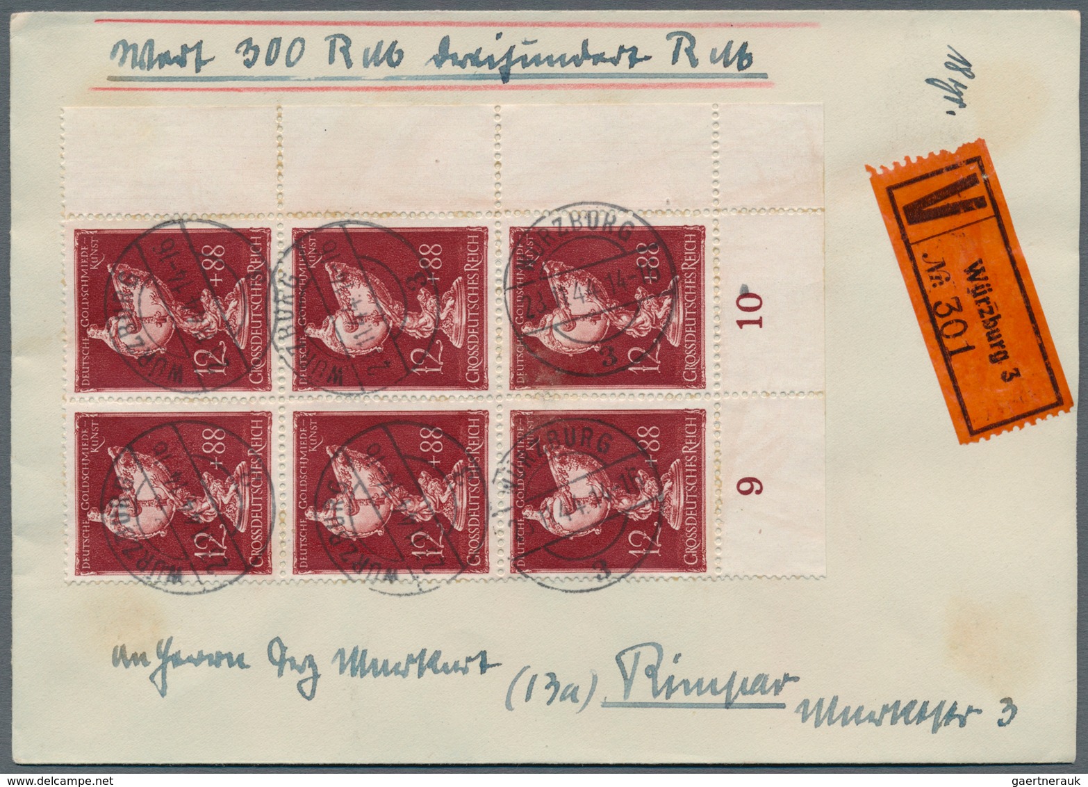 Deutsches Reich - 3. Reich: 1944, Partie Von Neun Wertbriefen Mit Exakt Portogerechten Mehrfachfrank - Used Stamps