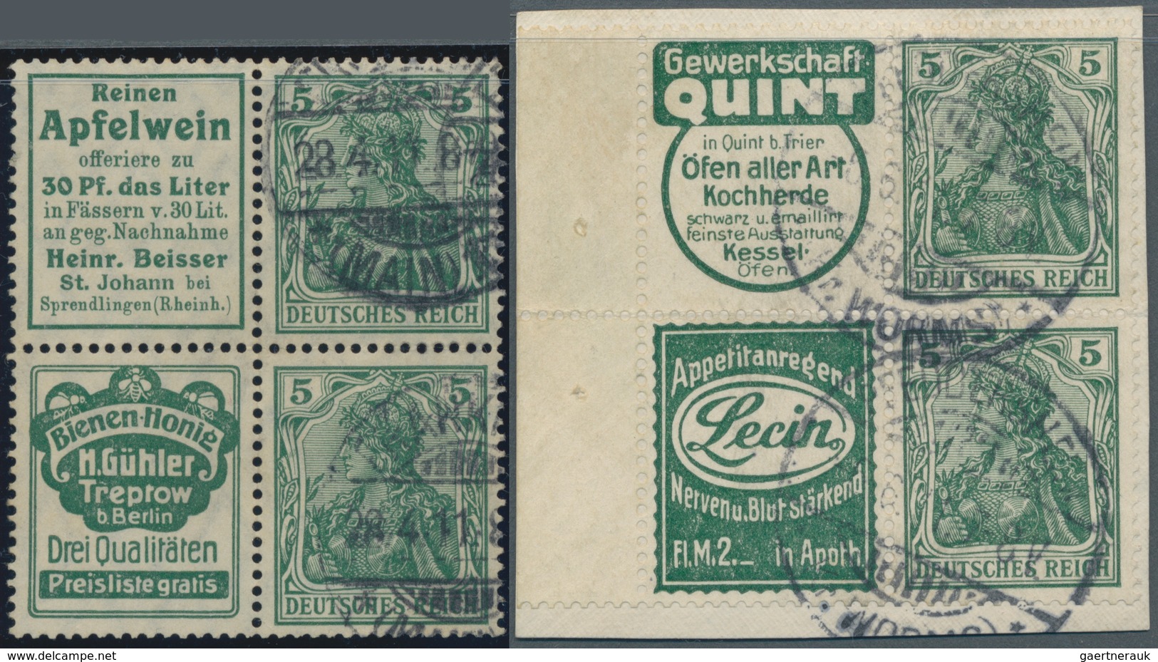 Deutsches Reich - Zusammendrucke: 1911/1922, Sauber Gestempelte Sammlung Der Germania-Zusammendrucke - Se-Tenant