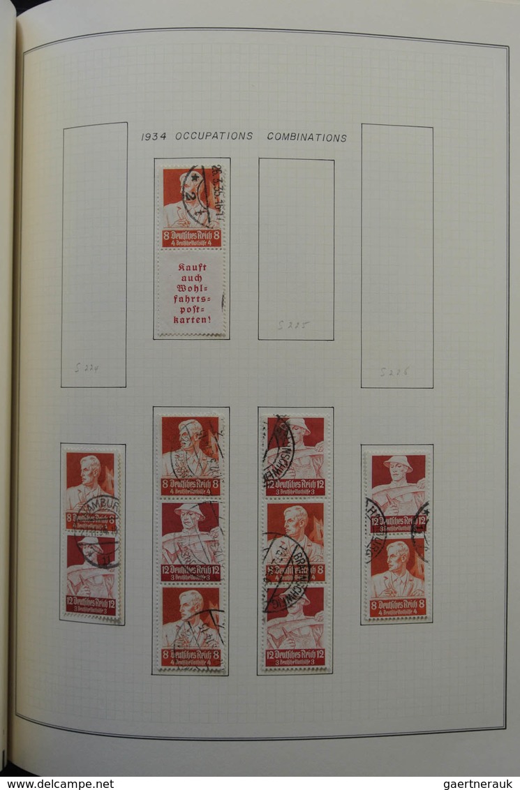 Deutsches Reich - Zusammendrucke: 1933-1942: Very Well Filled, Used Collection Combinations Of Germa - Zusammendrucke