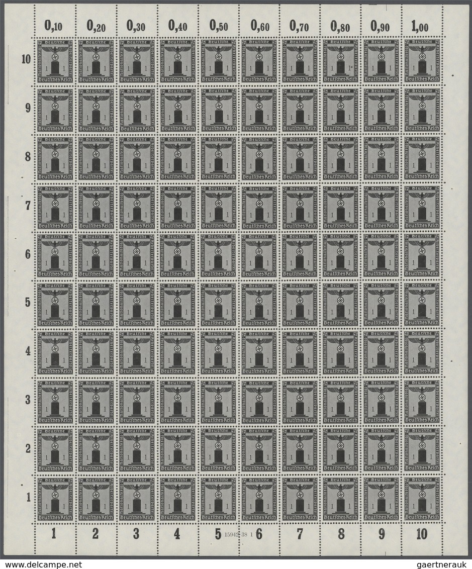 Deutsches Reich - Dienstmarken: 1938, 1 Pfg. Dienstmarke Der Partei, 18 Postfrische Bögen (teils Ang - Dienstmarken