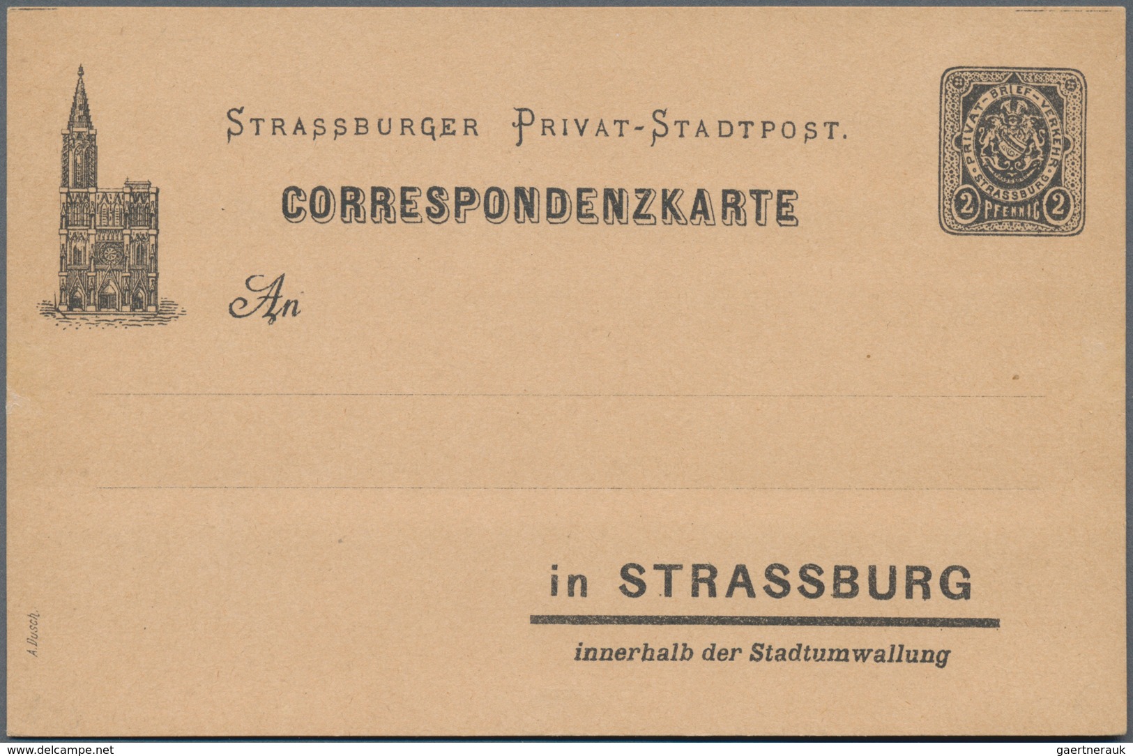 Deutsches Reich - Privatpost (Stadtpost): STRASSBURG, 1890 (ca.): Lot Von 20 Ganzsachen Ex. P 1 I Bi - Private & Local Mails