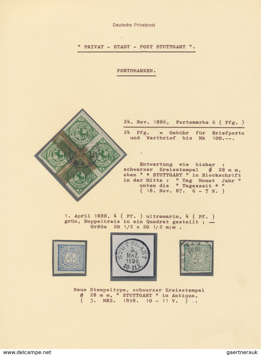 Deutsches Reich - Privatpost (Stadtpost): STUTTGART Privat-Stadtpost, 1886/1899, 2-bändige Ausstellu - Private & Local Mails