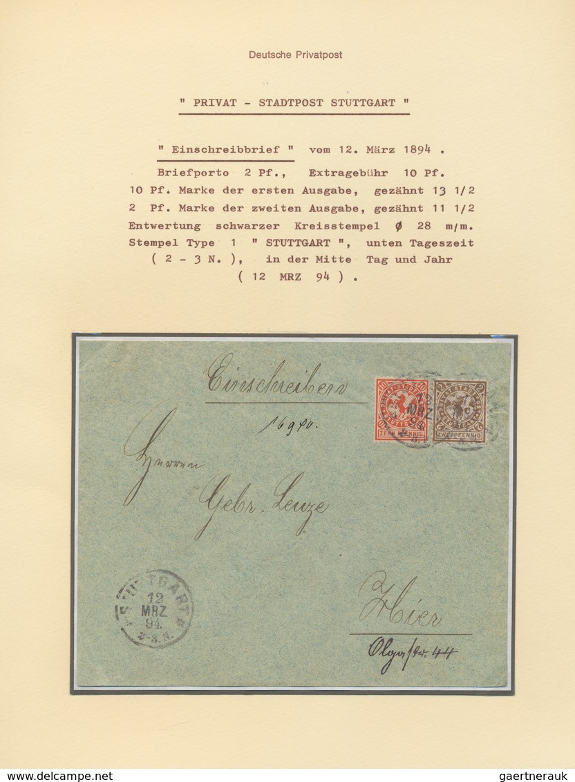 Deutsches Reich - Privatpost (Stadtpost): STUTTGART Privat-Stadtpost, 1886/1899, 2-bändige Ausstellu - Private & Local Mails