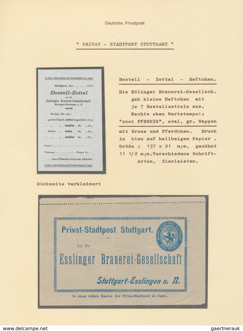 Deutsches Reich - Privatpost (Stadtpost): STUTTGART Privat-Stadtpost, 1886/1899, 2-bändige Ausstellu - Private & Local Mails