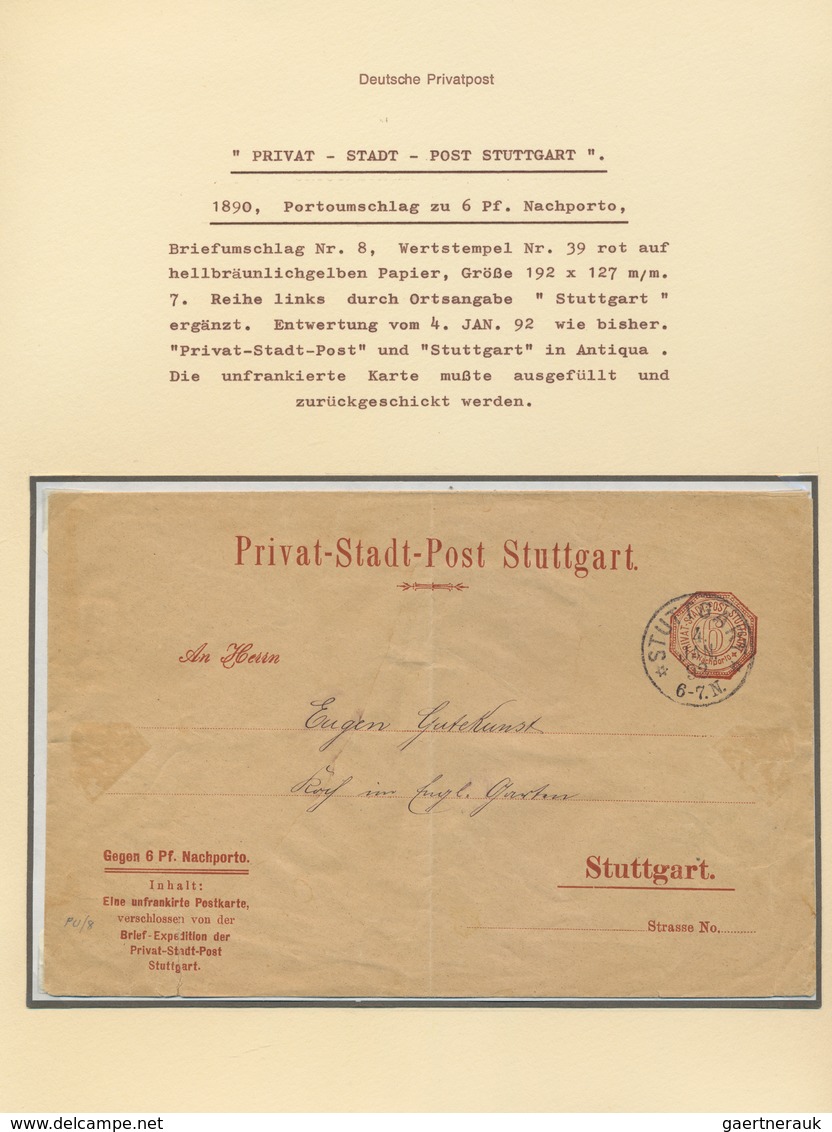 Deutsches Reich - Privatpost (Stadtpost): STUTTGART Privat-Stadtpost, 1886/1899, 2-bändige Ausstellu