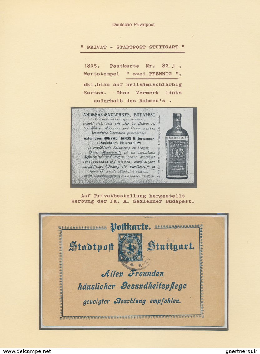 Deutsches Reich - Privatpost (Stadtpost): STUTTGART Privat-Stadtpost, 1886/1899, 2-bändige Ausstellu