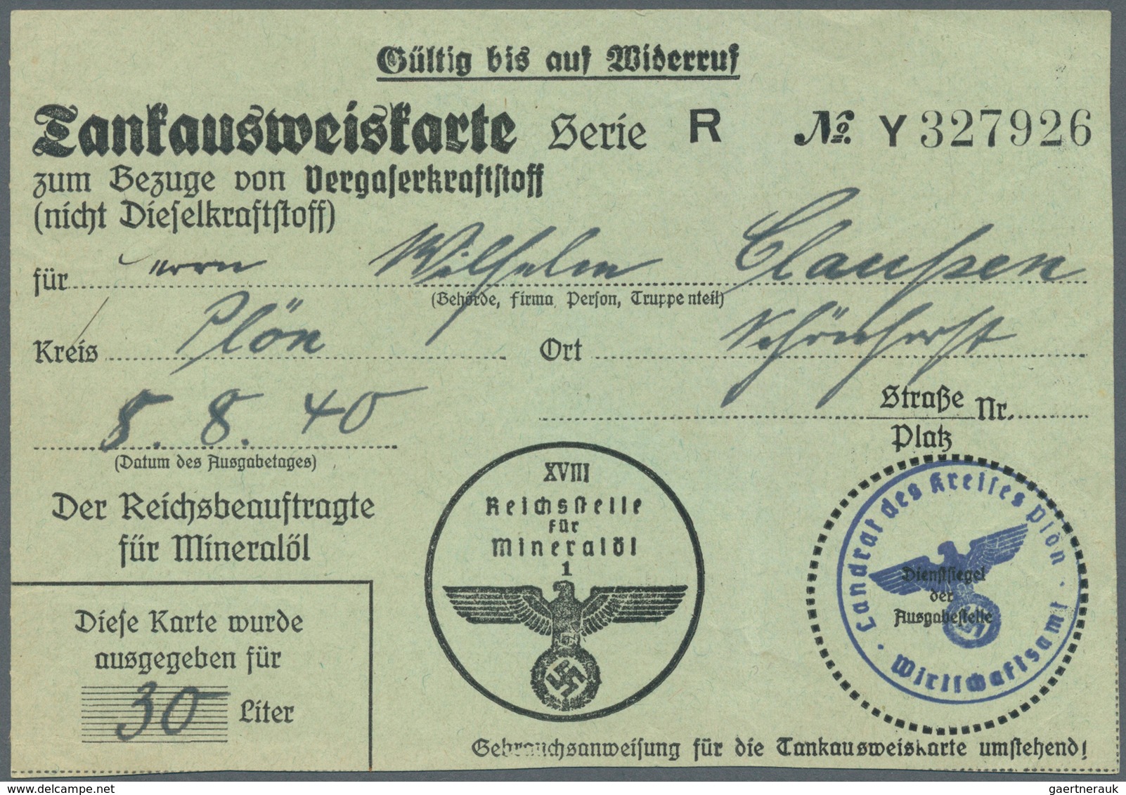 Deutsches Reich - Besonderheiten: 1933/1945, Belege und Dokumente abseits der reinen Markenfrankatur