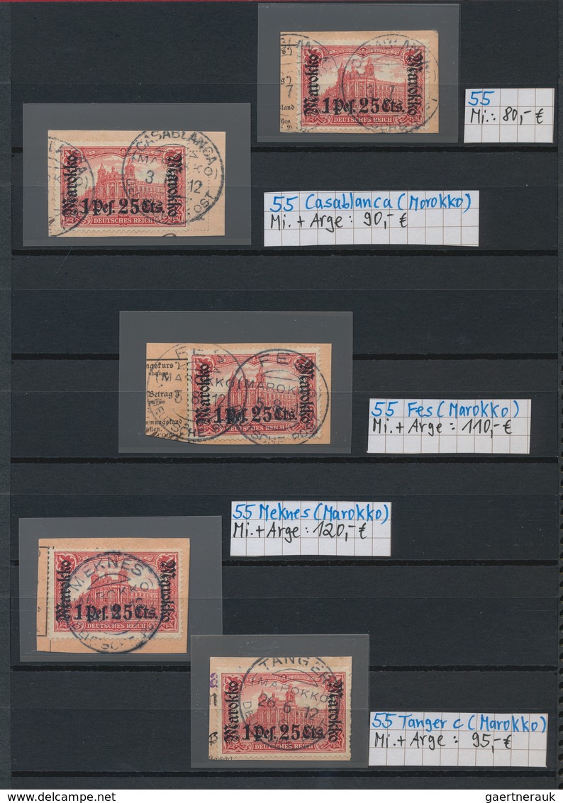 Deutsche Post In Marokko: 1902/1913, Kleines Hawid-Einsteckbuch Mit 26 Postanweisungsausschnitten Mi - Deutsche Post In Marokko