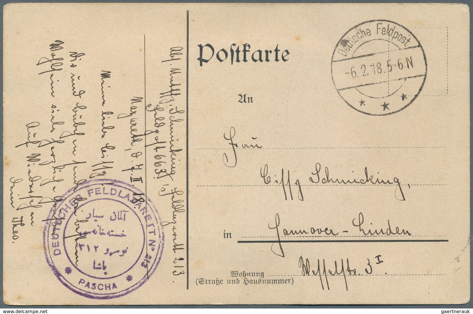 Deutsche Post In Der Türkei - Stempel: 1915/1918, Acht Belege Mit Versch. Truppenstempeln Von Sanitä - Turkey (offices)