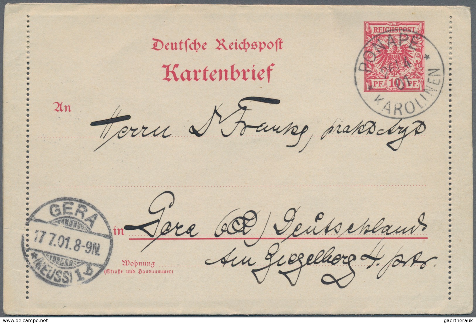 Deutsche Kolonien - Karolinen - Stempel: 1901/1912, Drei Ausstellungsseiten Mit Vier Briefen/Ganzsac - Caroline Islands