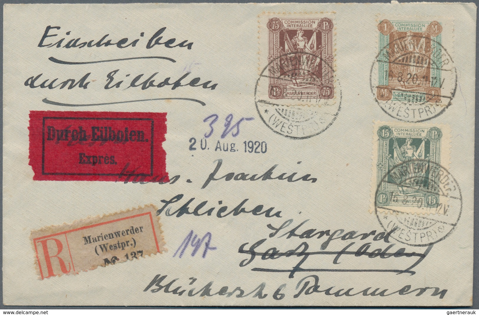 Deutsche Abstimmungsgebiete: Marienwerder: 1850/1932 (ca.), Nette Partie Von 16 Belegen (incl. Etwas - Other & Unclassified