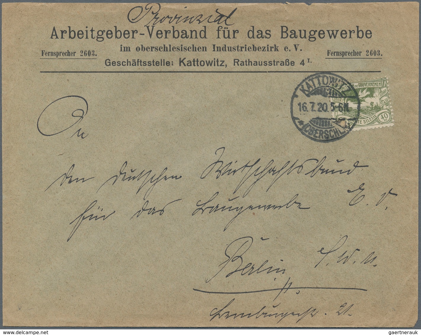 Deutsche Abstimmungsgebiete: Oberschlesien: 1920/1922, Neun Bedarfsbelege Mit Versch. Frankaturen: F - Other & Unclassified