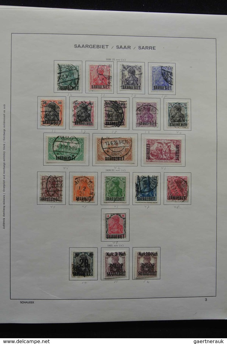 Deutsche Abstimmungsgebiete: Saargebiet: 1920-1959: Very well filled, MNH, mint hinged and used coll