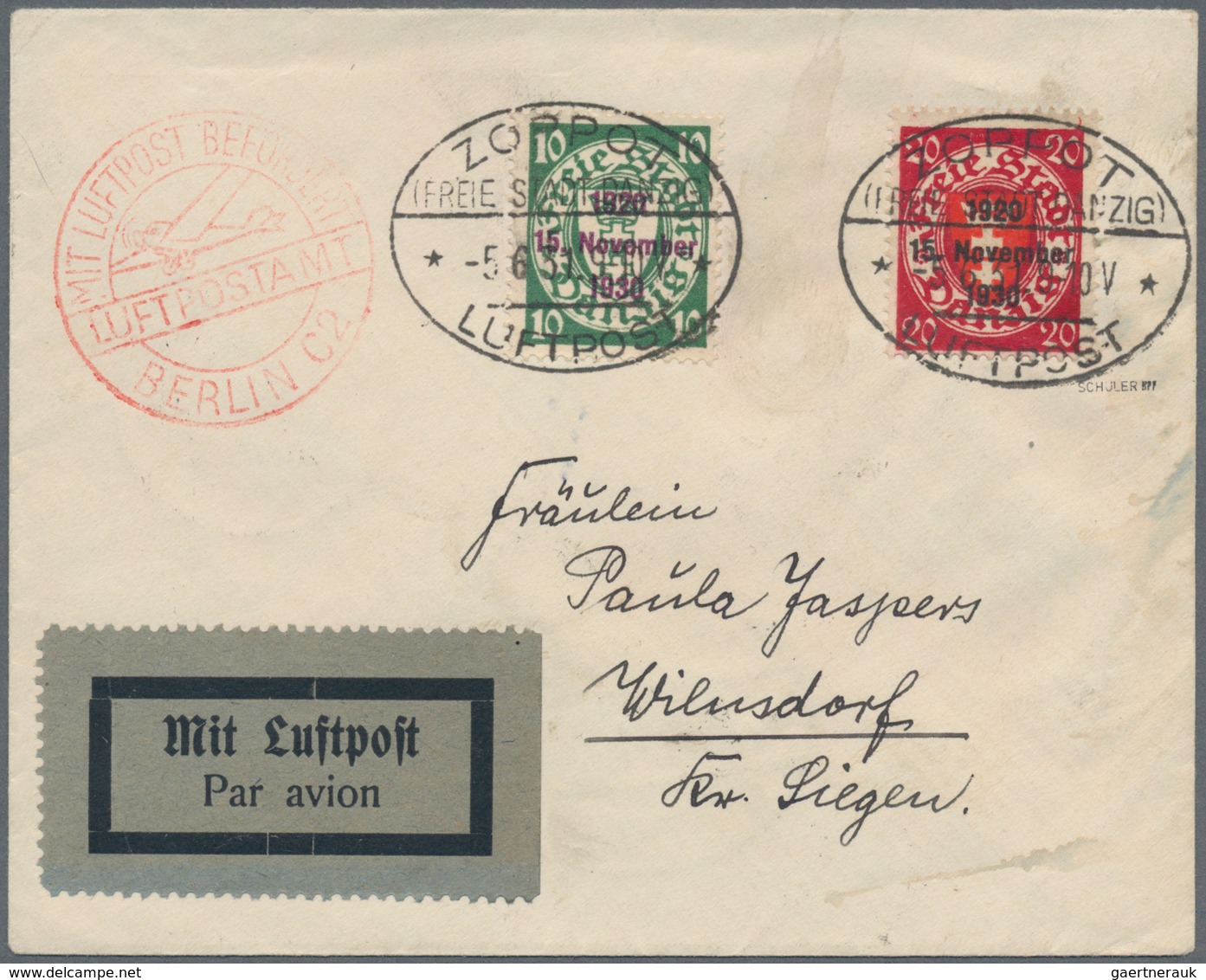 Danzig: 1898/1939 (ca.), interessanter Posten von über 70 Belegen, dabei seltene Frankaturen, R-, Ex
