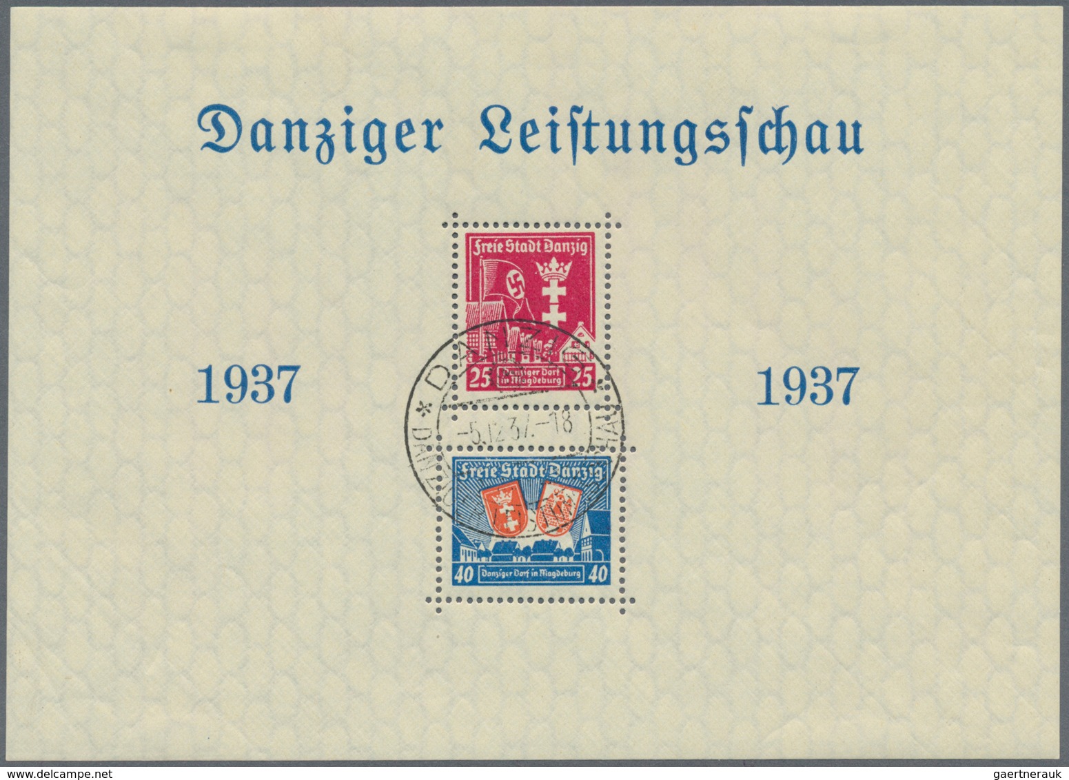 Danzig: 1937, Partie Von 20 Blocks Bl. 1/3, Dabei Vom Einlieferer Festgestellte Druckzufälligkeiten. - Sonstige & Ohne Zuordnung