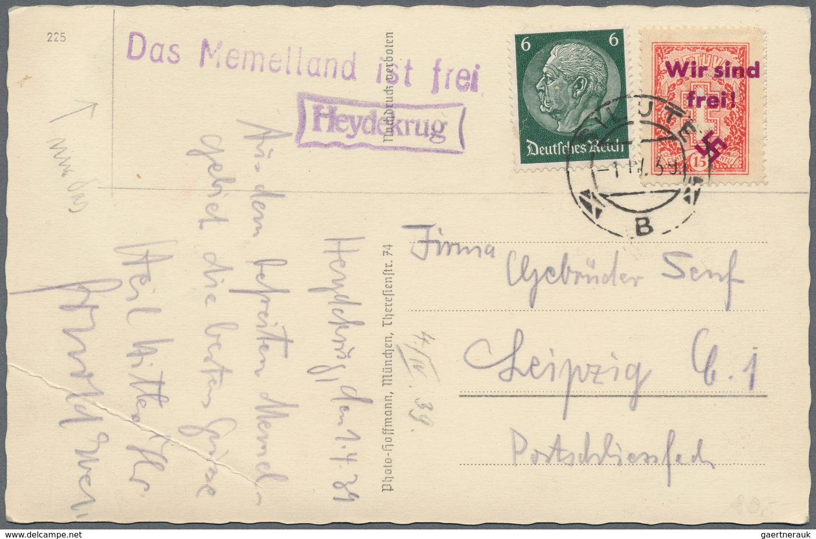 Memel: 1816/1939, Lot Von Acht Briefen Und Karten, Dabei Zwei Briefhüllen 1816 Und 1828 Je Ab St.Pet - Klaipeda 1923