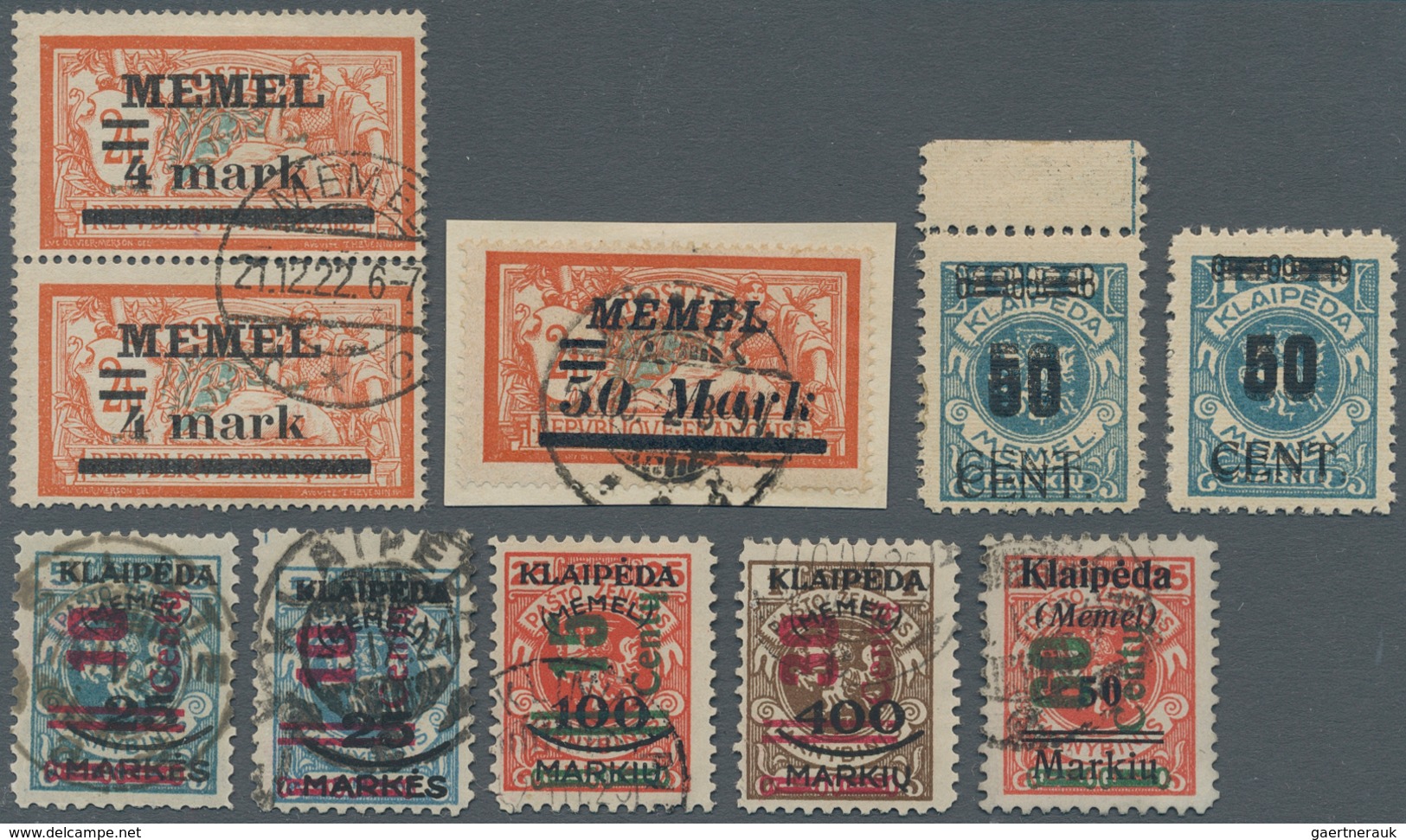 Memel: 1920/1923, Partie Mit 29 Postfrischen/ungebrauchten Und Gestempelten Marken, Meist Mit Aufdru - Memelgebiet 1923