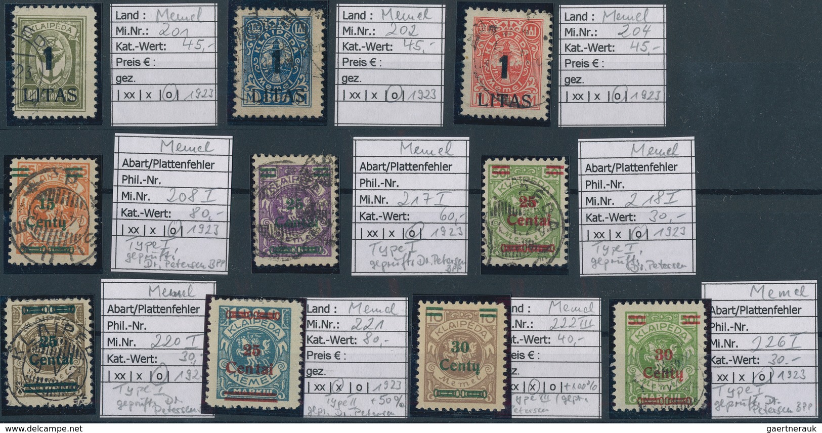 Memel: 1920/1923, Partie Mit 29 Postfrischen/ungebrauchten Und Gestempelten Marken, Meist Mit Aufdru - Memelgebiet 1923