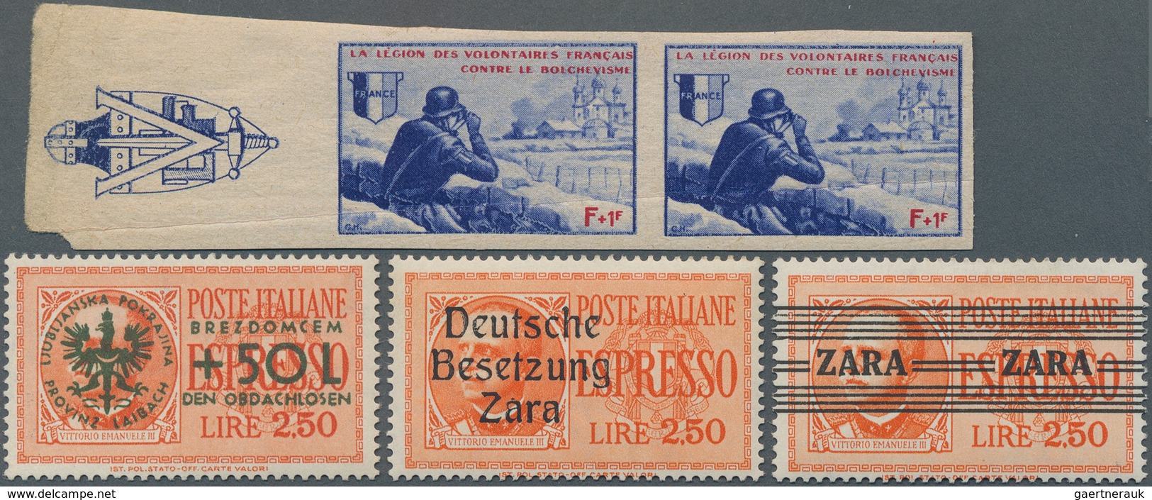 Deutsche Besetzung II. WK: 1941/1944, Partie Auf Verkaufskärtchen, Dabei Aufdruckabarten Litauen Und - Occupation 1938-45