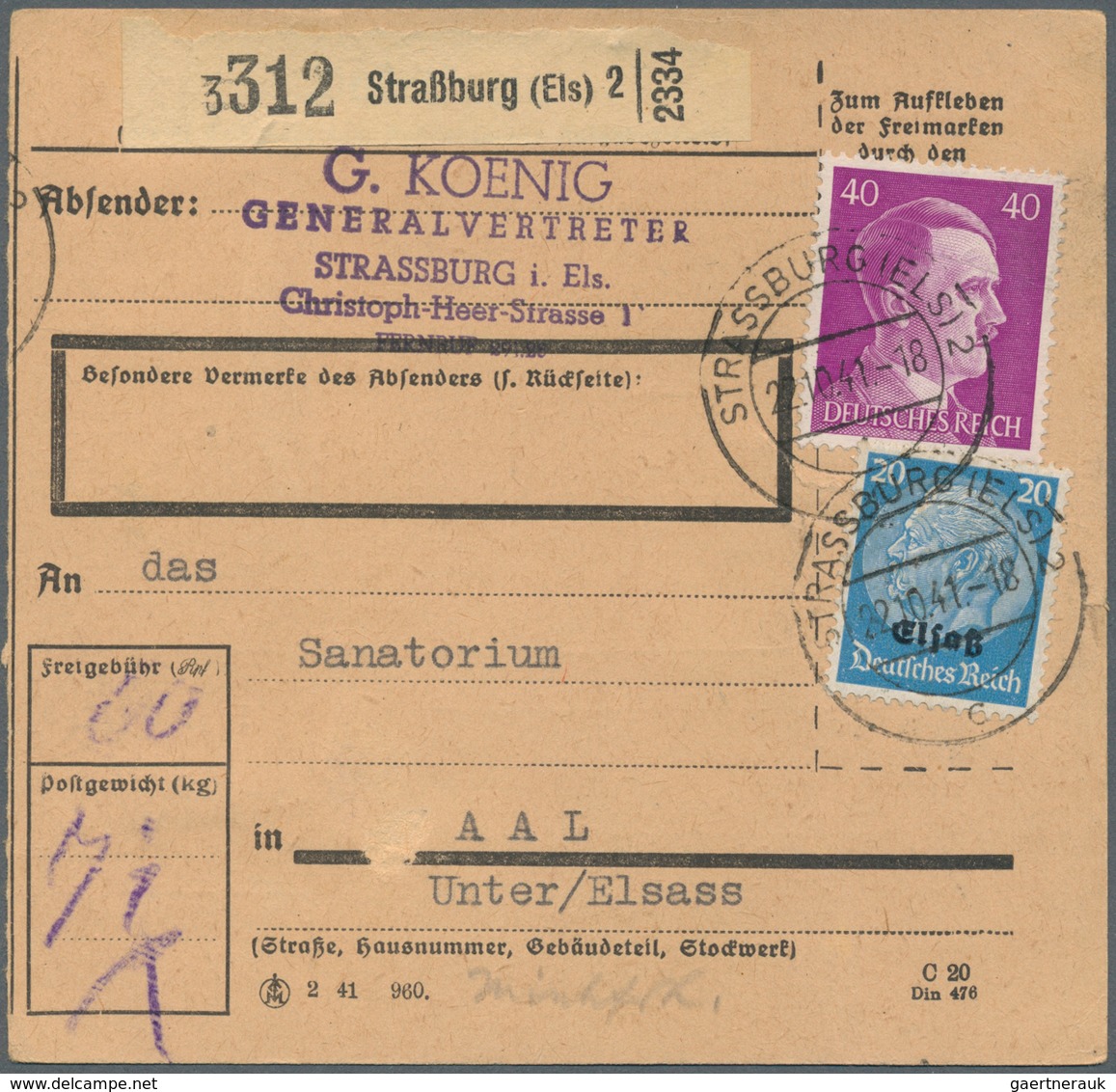 Dt. Besetzung II WK - Elsass: 1940/1944, ELSASS-LOTHRINGEN, Ca. 60 Belege Und Ca. 10 Briefstücke, Fa - Besetzungen 1938-45